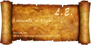 Lencsés Elek névjegykártya