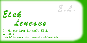 elek lencses business card